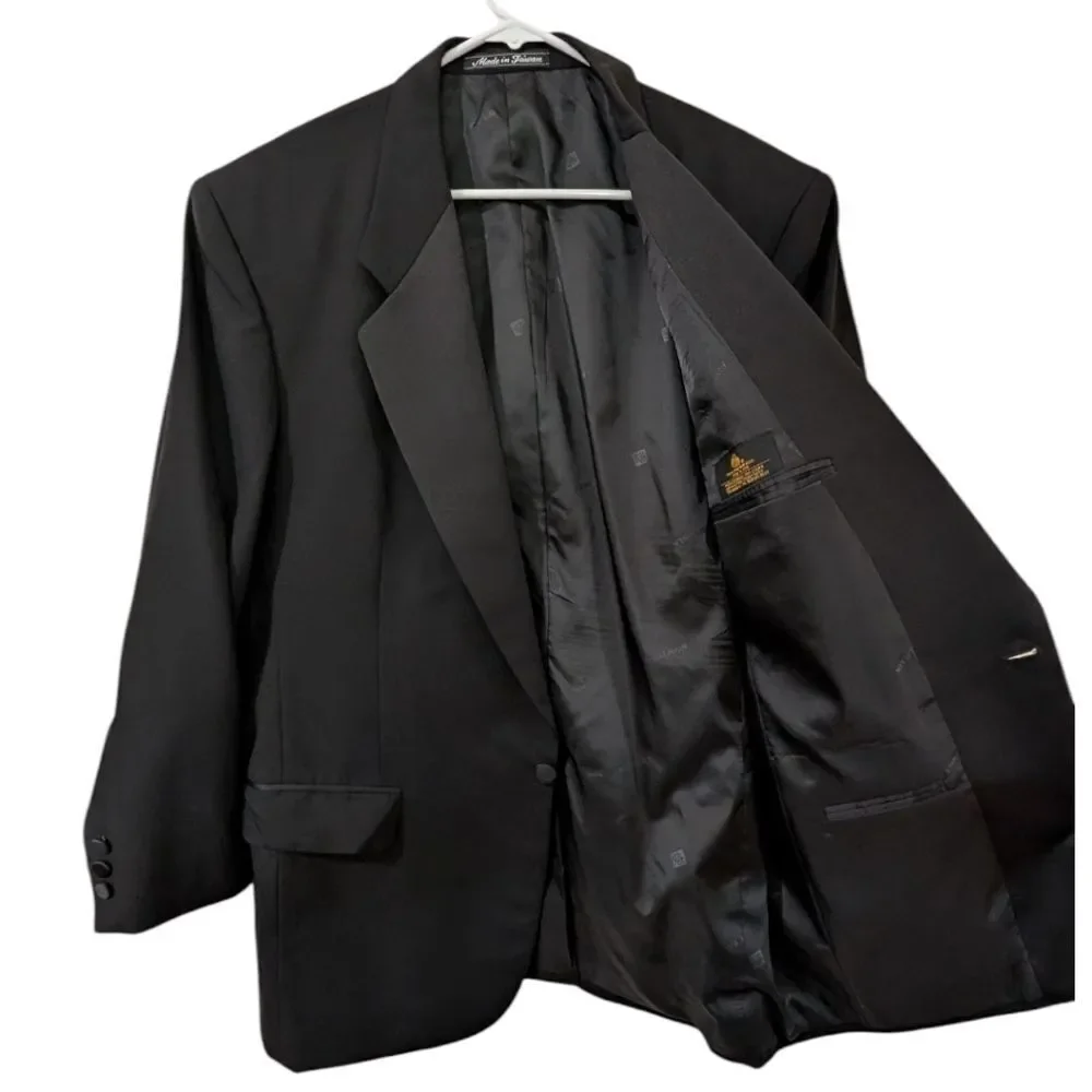 Vintage Pierre Balmain Tuxedo Jacket - Black 100% Wool - S/B Notch - Size 42 REG